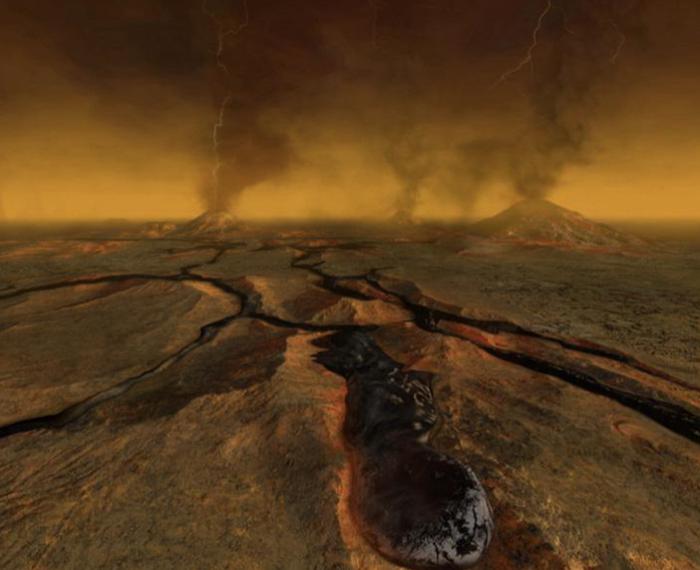Artists rendering of lava flow.