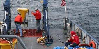 People working on ship.