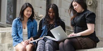 Three students studying together