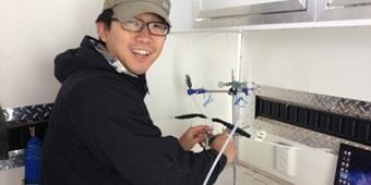 A student working on the geology lab